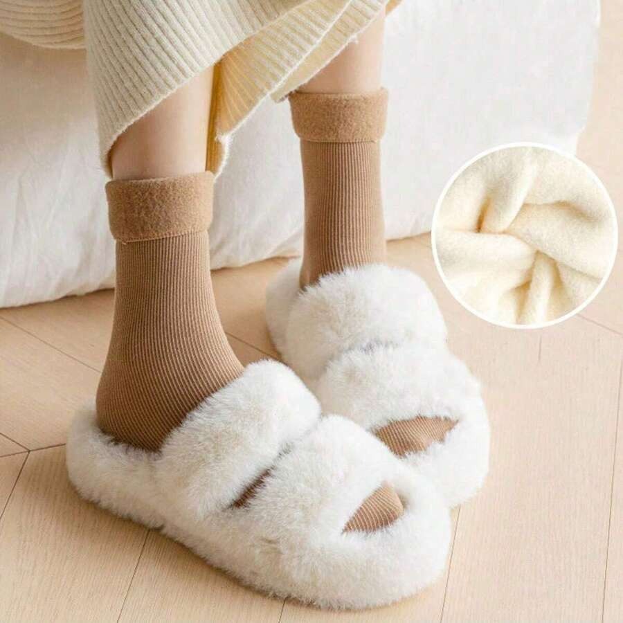 SHEIN جوارب شتوية نسائية 5 أزواج سميكة ومبطنة