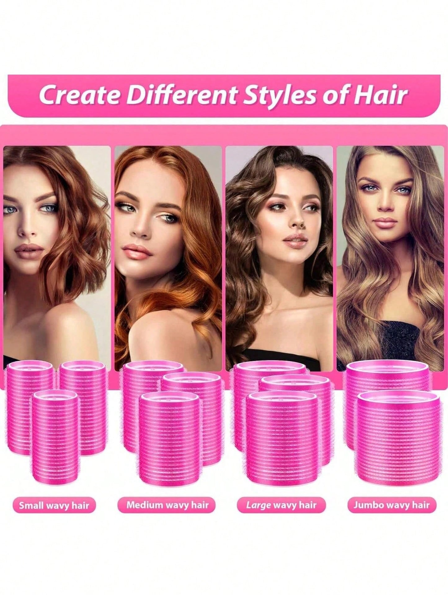 SHEIN مجموعة 50 قطعة لفافات تجعيد شعر ذاتية بدون حرارة
