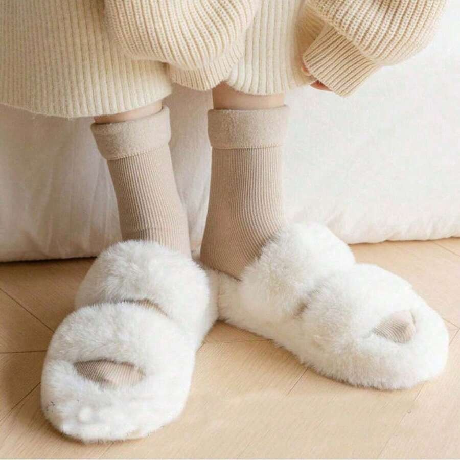 SHEIN جوارب شتوية نسائية 5 أزواج سميكة ومبطنة