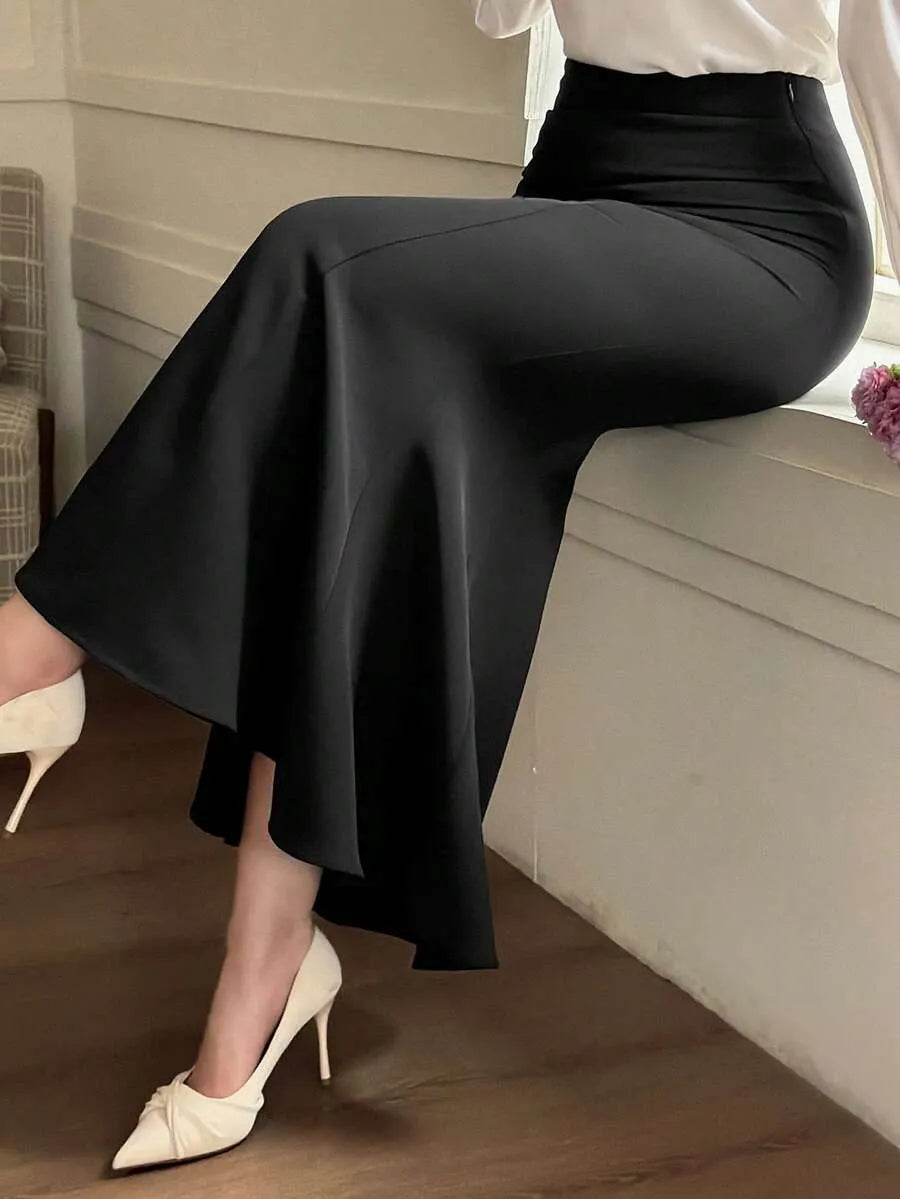 SHEIN DAZY تنورة ميدي أنيقة بقصة ذيل السمكة  وخصر مرتفع من