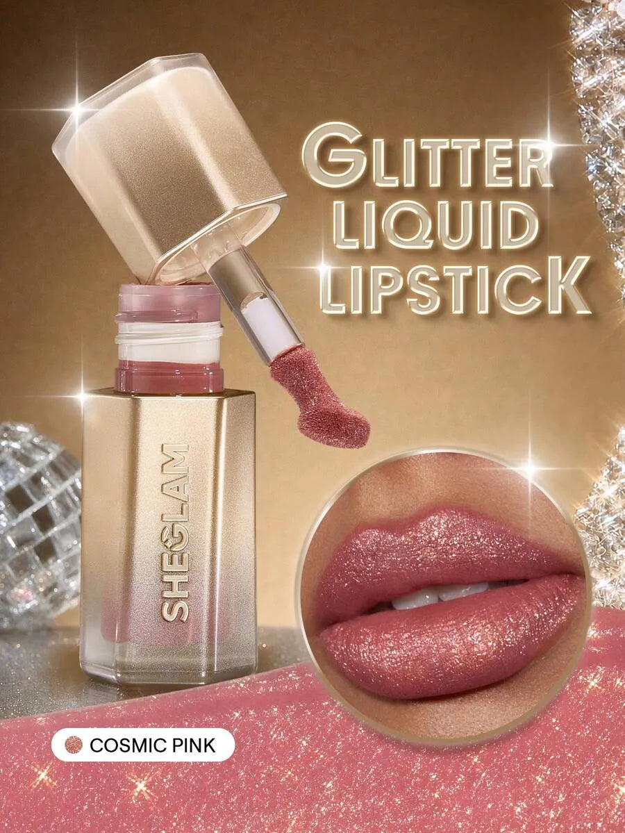 SHEIN SHEGLAM Stardust Swipe Cosmic Pink أحمر شفاه سائل بلمعة جليتر 137