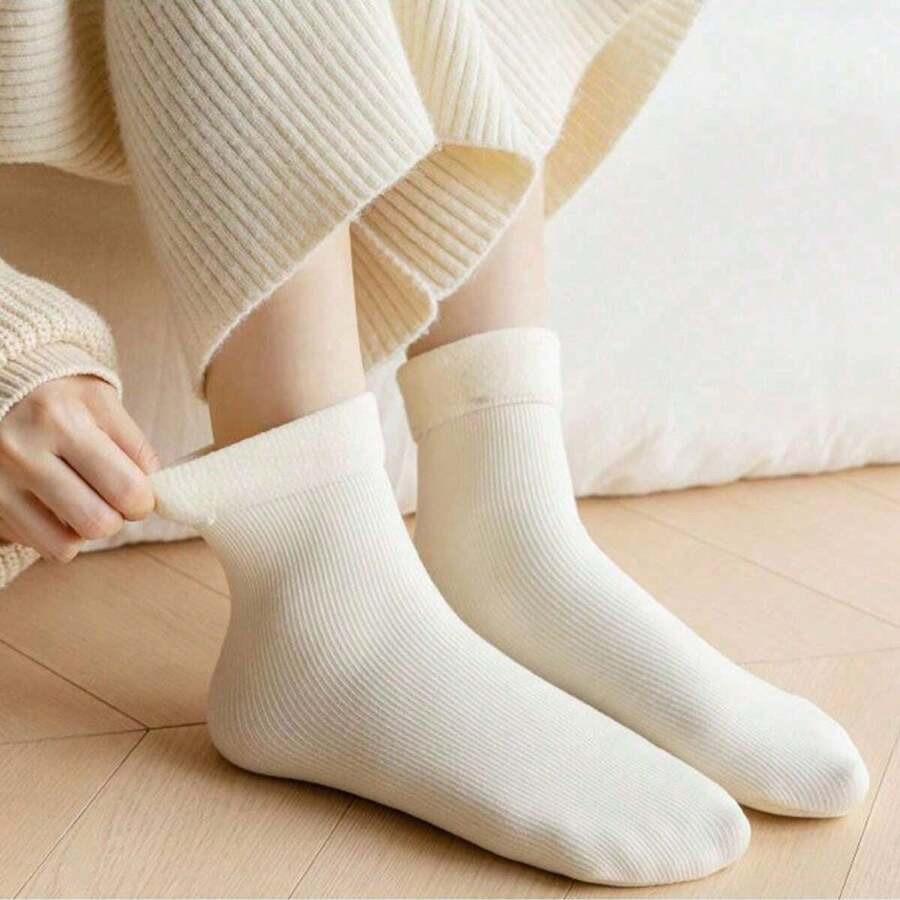 SHEIN جوارب شتوية نسائية 5 أزواج سميكة ومبطنة