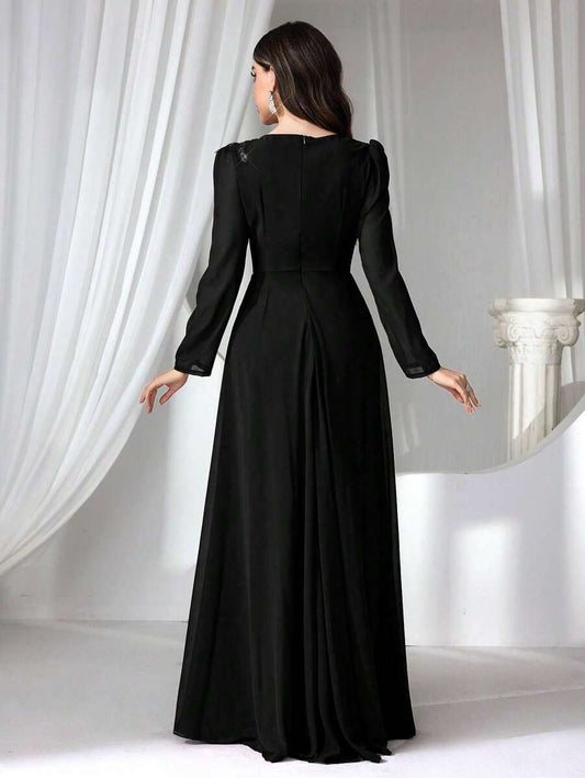 SHEIN Coutiva فستان ماكسي أنيق بلون أسود