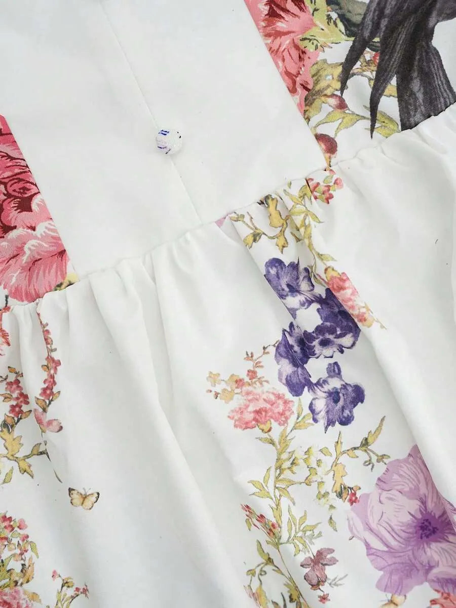 SHEIN فستان بلون متعدد الألوان قصير بياقة وأكمام طويلة وحزام بتصميم كشكش
