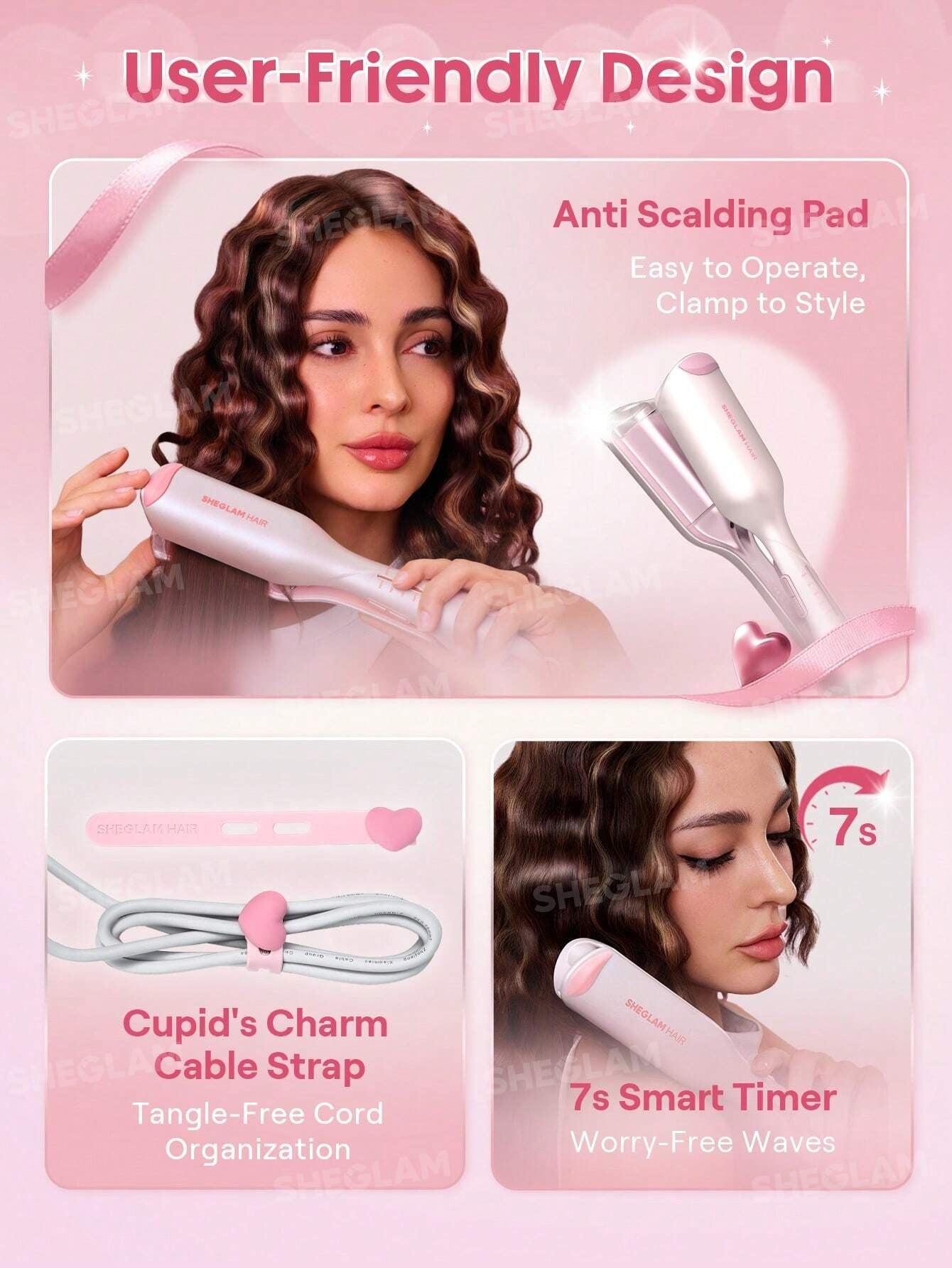 SHEGLAM HAIR جهاز تمويج أيوني 19 مم
