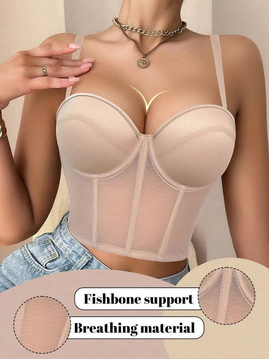 SHEIN حمالة صدر نسائية سلكية مبطنة بحشوة ورفع للصدر بلون بيج