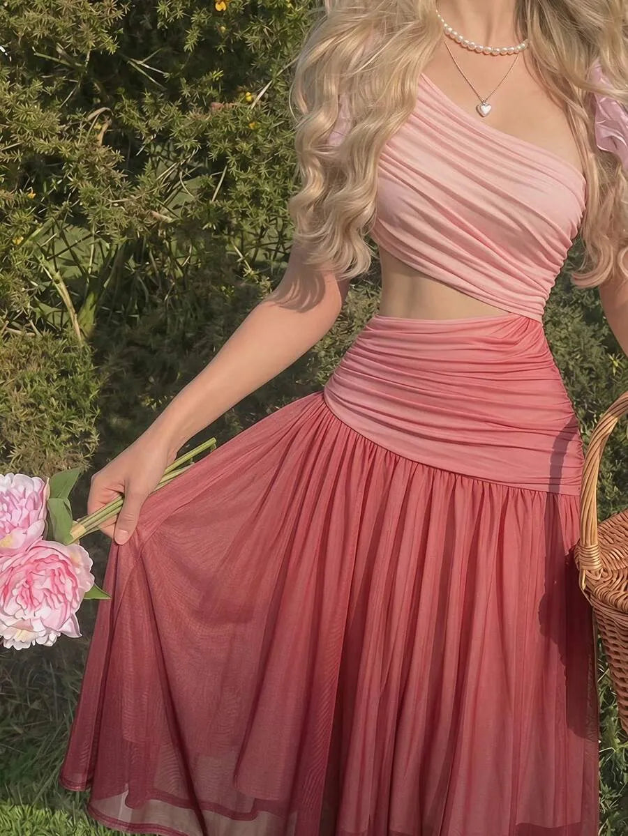 SHEIN MOD فستان نسائي طويل بدون أكمام بربطة كتف متعدد الألوان