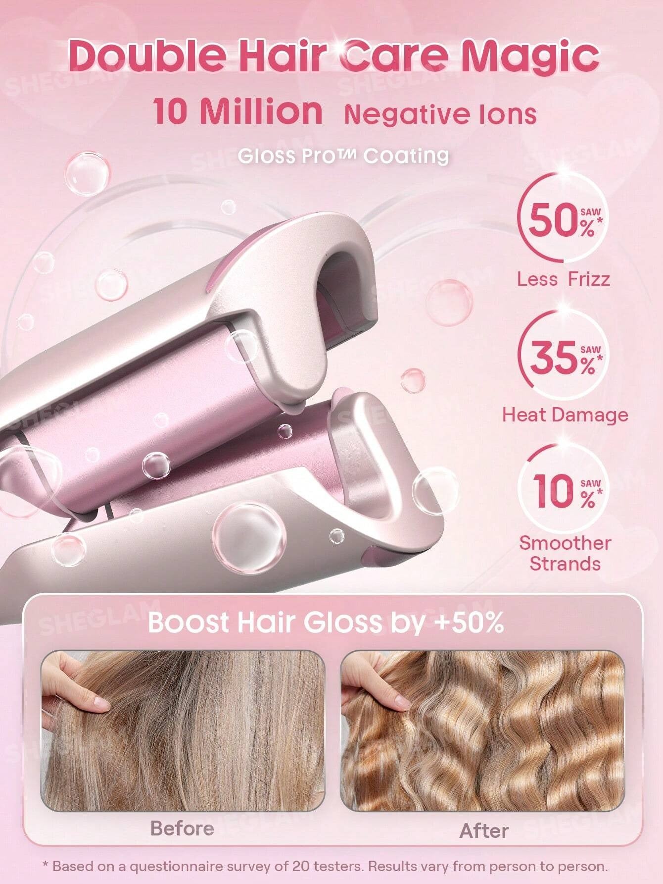 SHEGLAM HAIR جهاز تمويج أيوني 19 مم