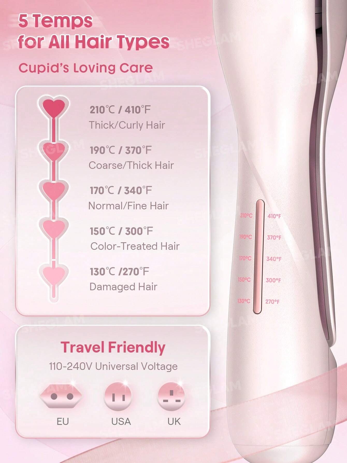 SHEGLAM HAIR جهاز تمويج أيوني 19 مم