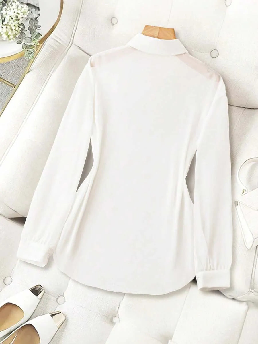 SHEIN Franclia قميص شفاف أساسي بسيط بياقة بأكمام طويلة