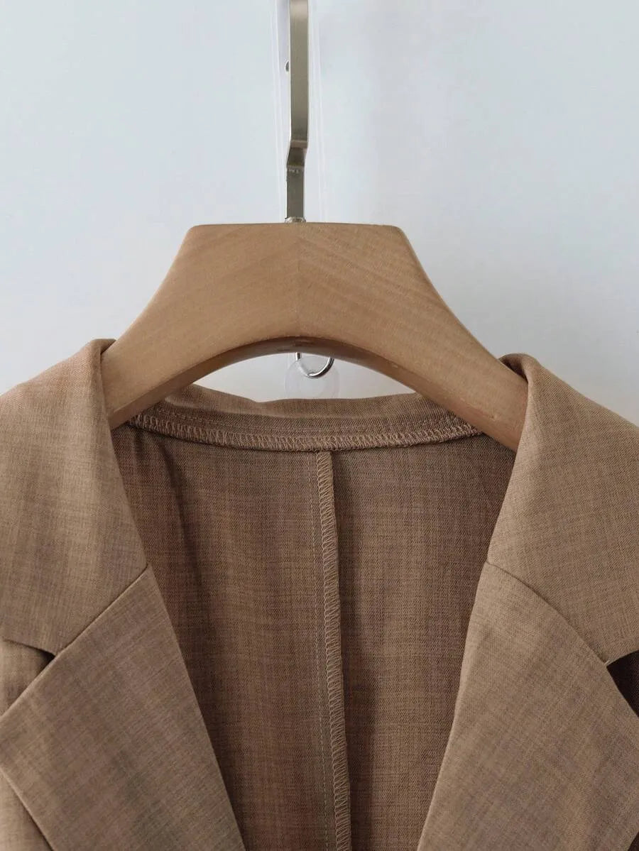 SHEIN GlowEve جمبسوت نسائي بخصر عالٍ وحزام وياقة وساق واسعة متعدد الألوان