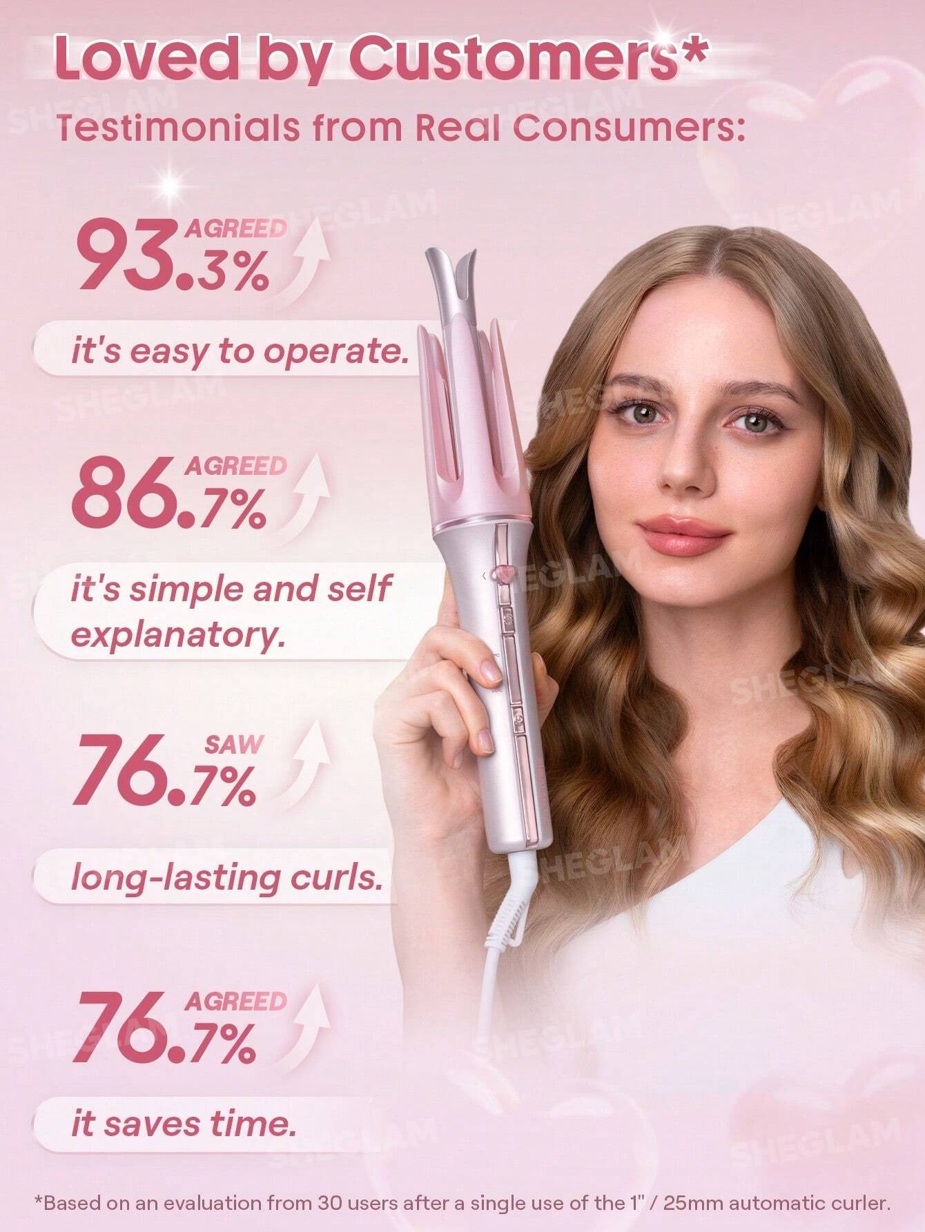 SHEGLAM HAIR مكواة تجعيد أوتوماتيكية 19 مم للشعر متوسط وطويل