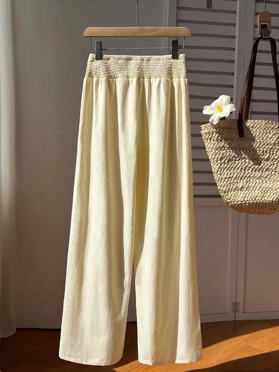 SHEIN Sunnyshic بنطلون نسائي مستقيم الساق بخصر رباط مخطط