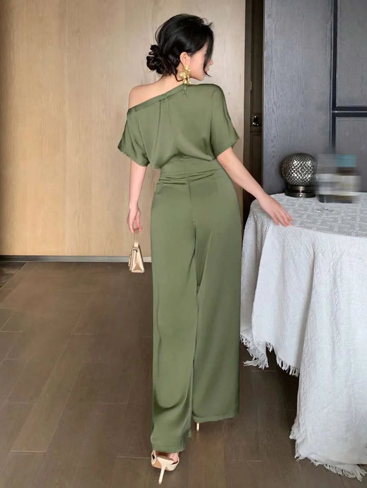 SHEIN DAZY جمبسوت نسائي أخضر بدون أكمام بطراز عتيق فاخر