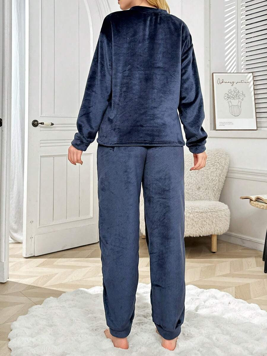SHEIN طقم ملابس بيجامة منزلية دافي