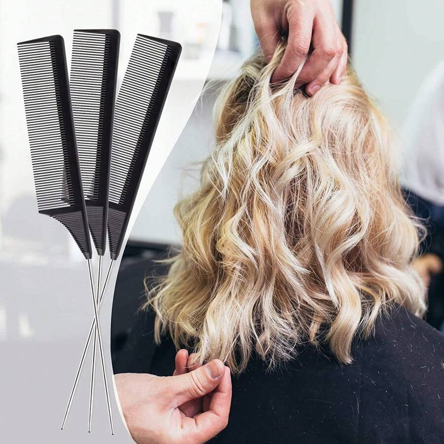SHEIN مشط تقسيم الشعر البلاستيكي بذيل معدني