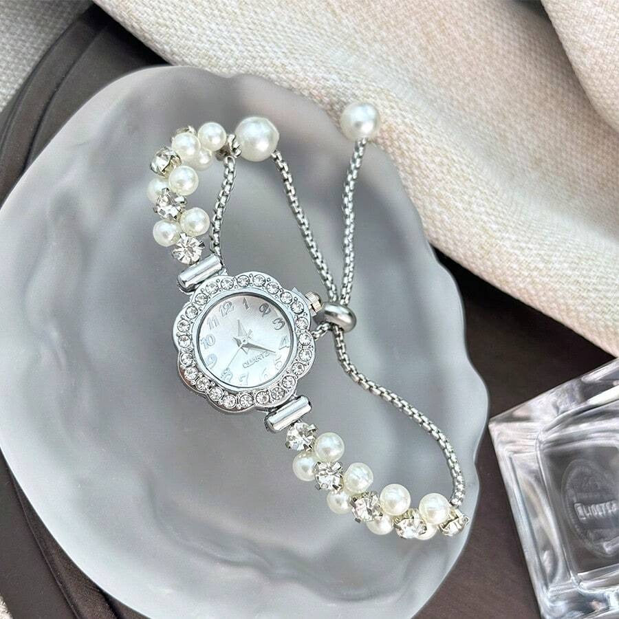 SHEIN ساعة نسائية كوارتز بسلسلة قابلة للتعديل