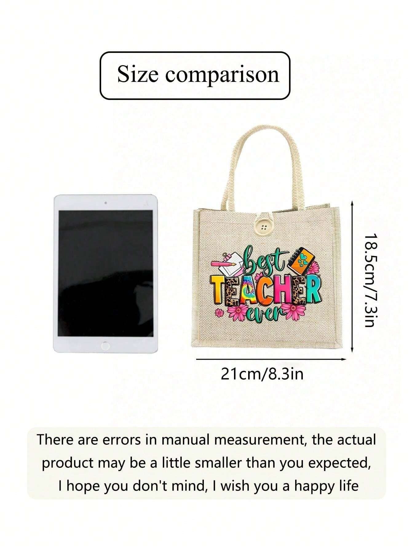 SHEIN حقيبة كتف كتان بطباعة كاكي