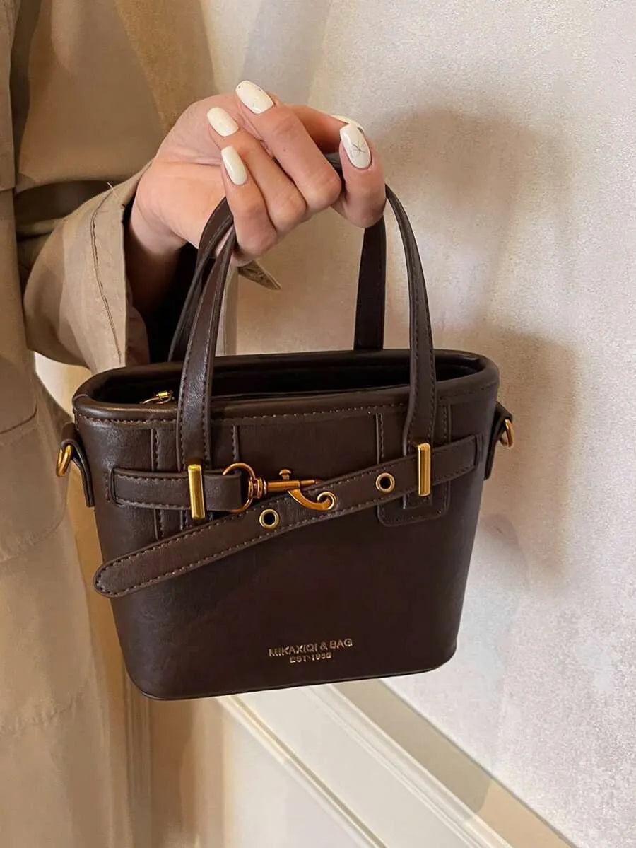 SHEIN حقيبة دلو وكتف كاجوال من جلد البولي يوريثان