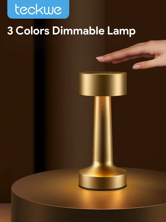 SHEIN Teckwe مصباح طاولة معدني كلاسيكي بتحكم لمسي 3 درجات حرارة
