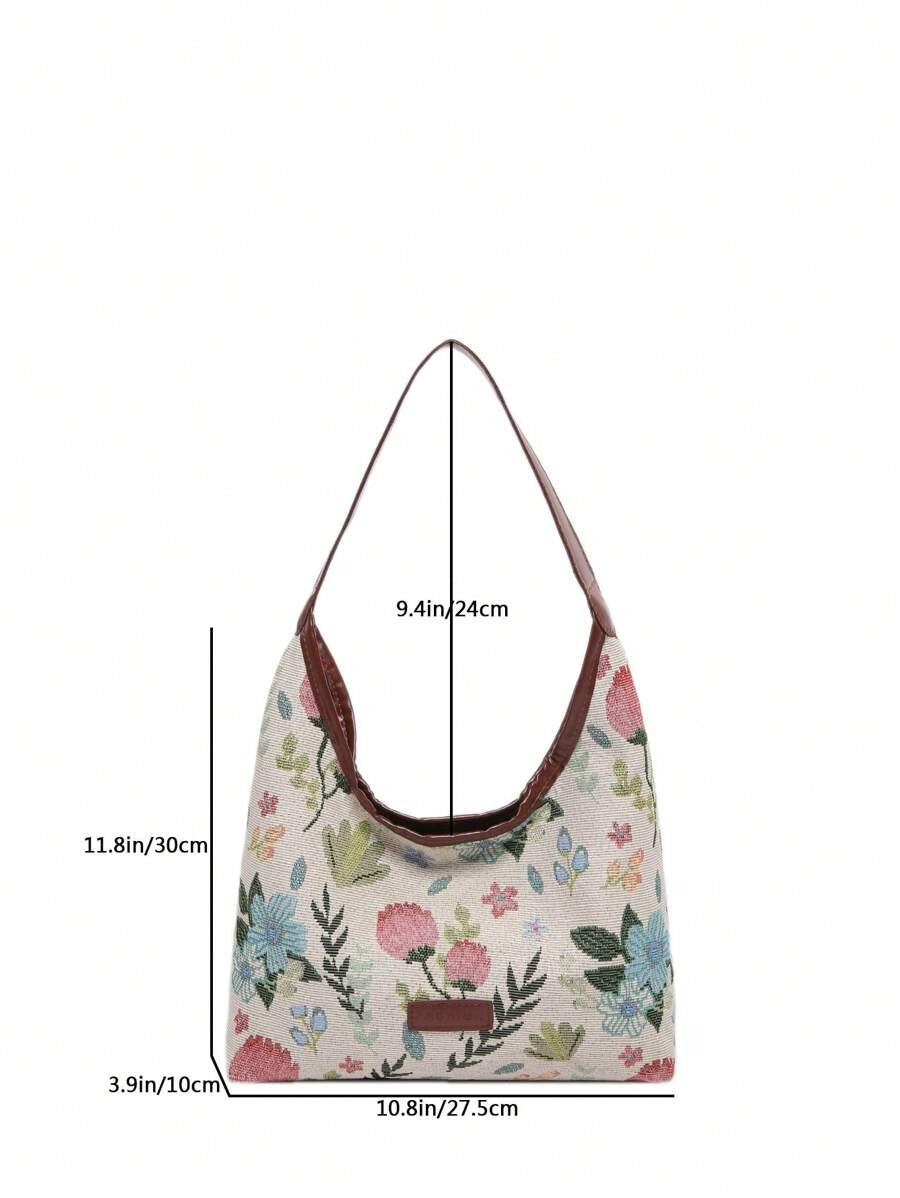 SHEIN حقيبة كتف محبوكة بنقشة ورود