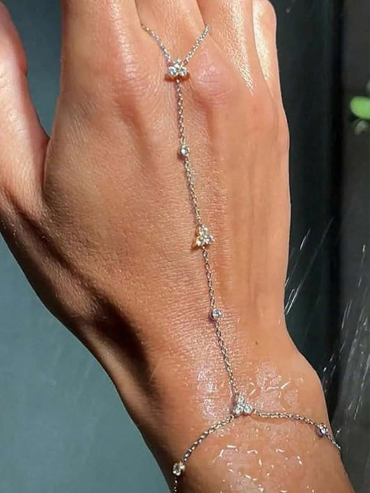 SHEIN مجموعة مجوهرات بوهيمية من الكريستال والأحجار الكريمة الذهبية للنساء