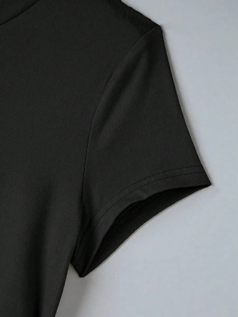 SHEIN Zovinel مجموعة كاجوال صيفية أحادية اللون للنساء - تيشيرت وبنطلون واسع من قطعتين