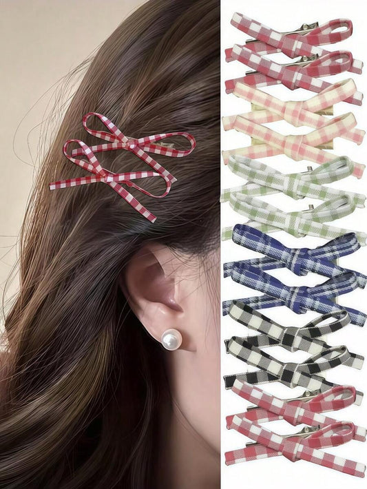SHEIN مجموعة 10 مشابك شعر فيونكة بألوان عشوائية