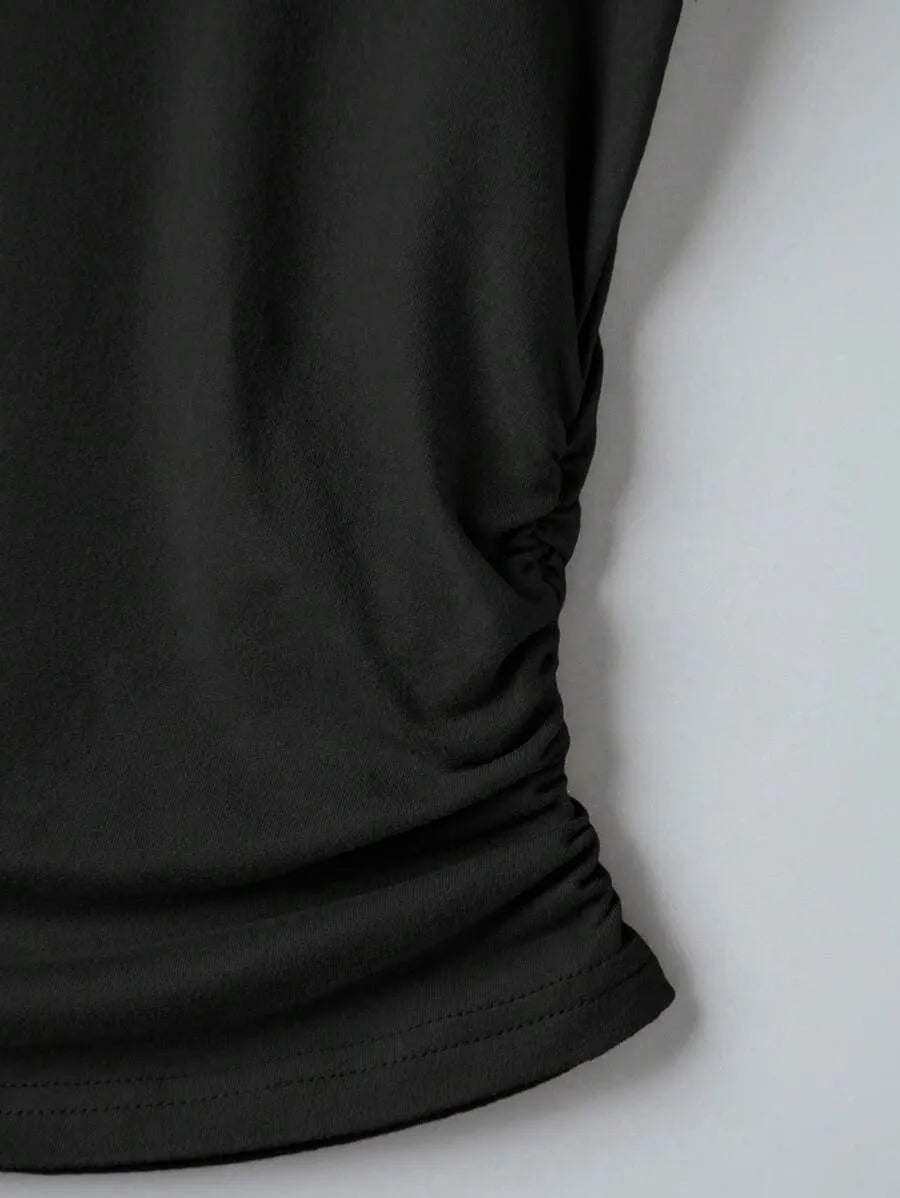 SHEIN Zovinel مجموعة كاجوال صيفية أحادية اللون للنساء - تيشيرت وبنطلون واسع من قطعتين