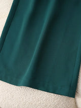 SHEIN GlowEve جمبسوت نسائي بخصر عالٍ وحزام وساق واسعة بجيوب بلون أخضر داكن