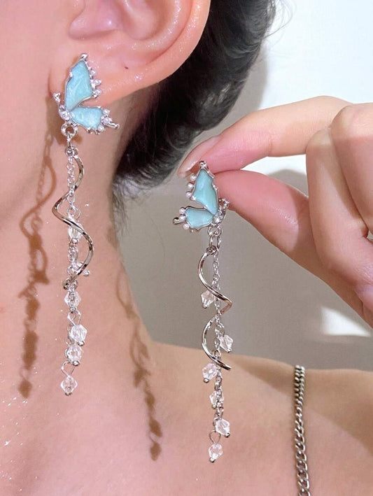 SHEIN حلق فراشة بشرابات وخيط ماس