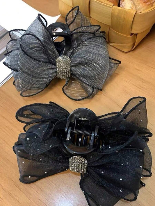SHEIN مشبك شعر فيونكة من الشبكة والراين