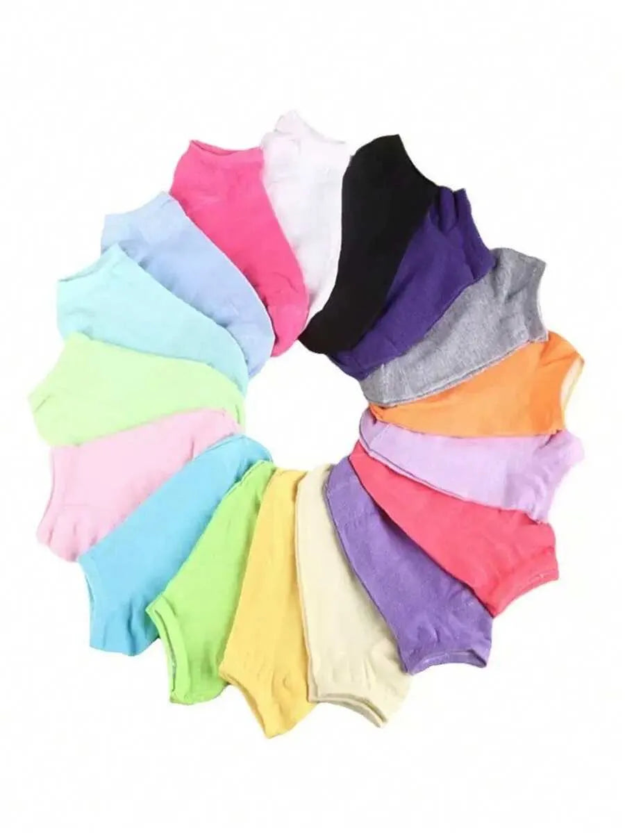 SHEIN جوارب قصيرة نسائية بألوان داكنة متنوعة ومتعدد الألوان