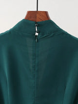 SHEIN GlowEve جمبسوت نسائي بخصر عالٍ وحزام وساق واسعة بجيوب بلون أخضر داكن