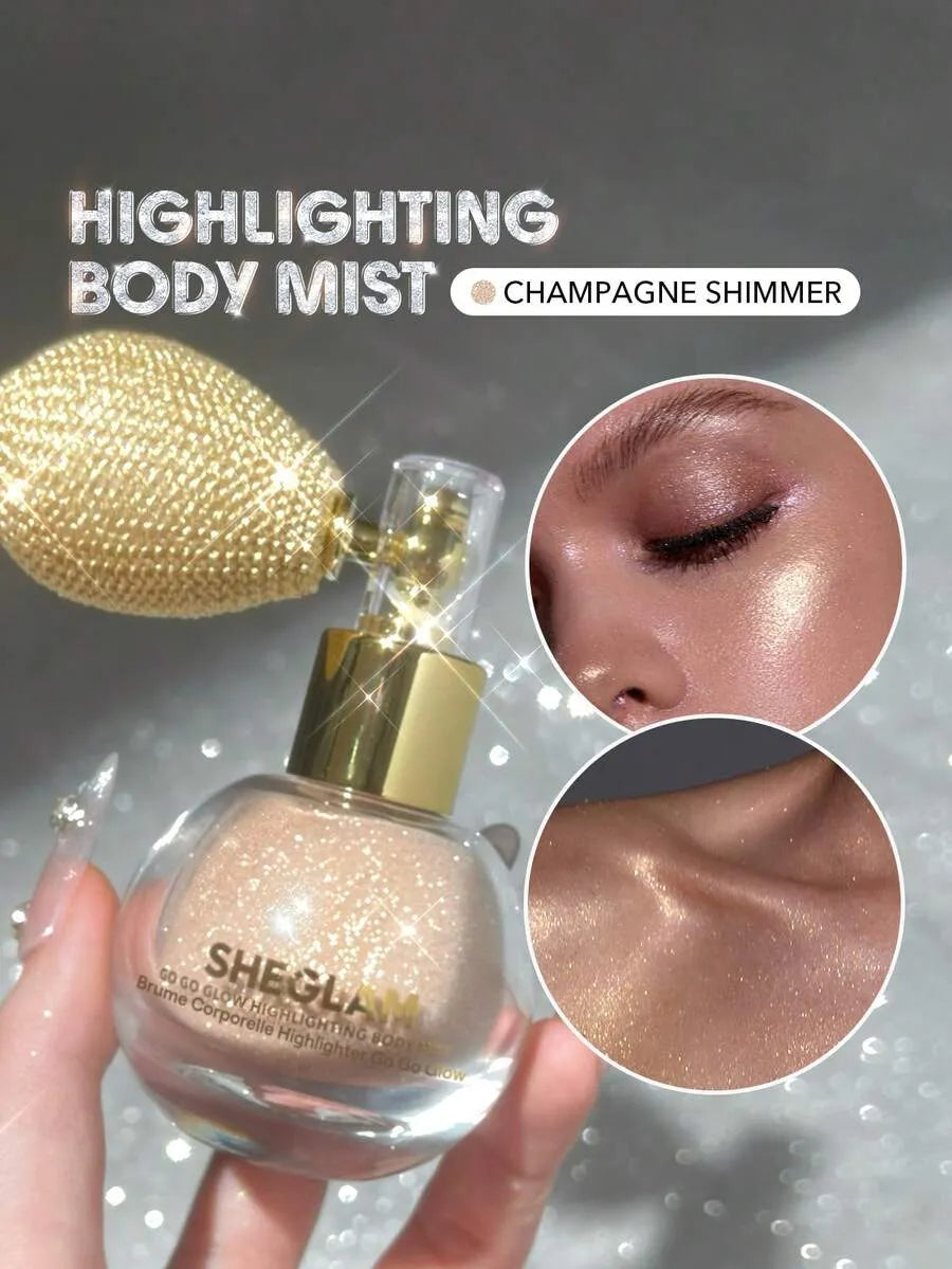 SHEIN SHEGLAM Go Go Glow Champagne Shimmer رذاذ هايلايتر للجسم بلون  بلمعة لامعة
