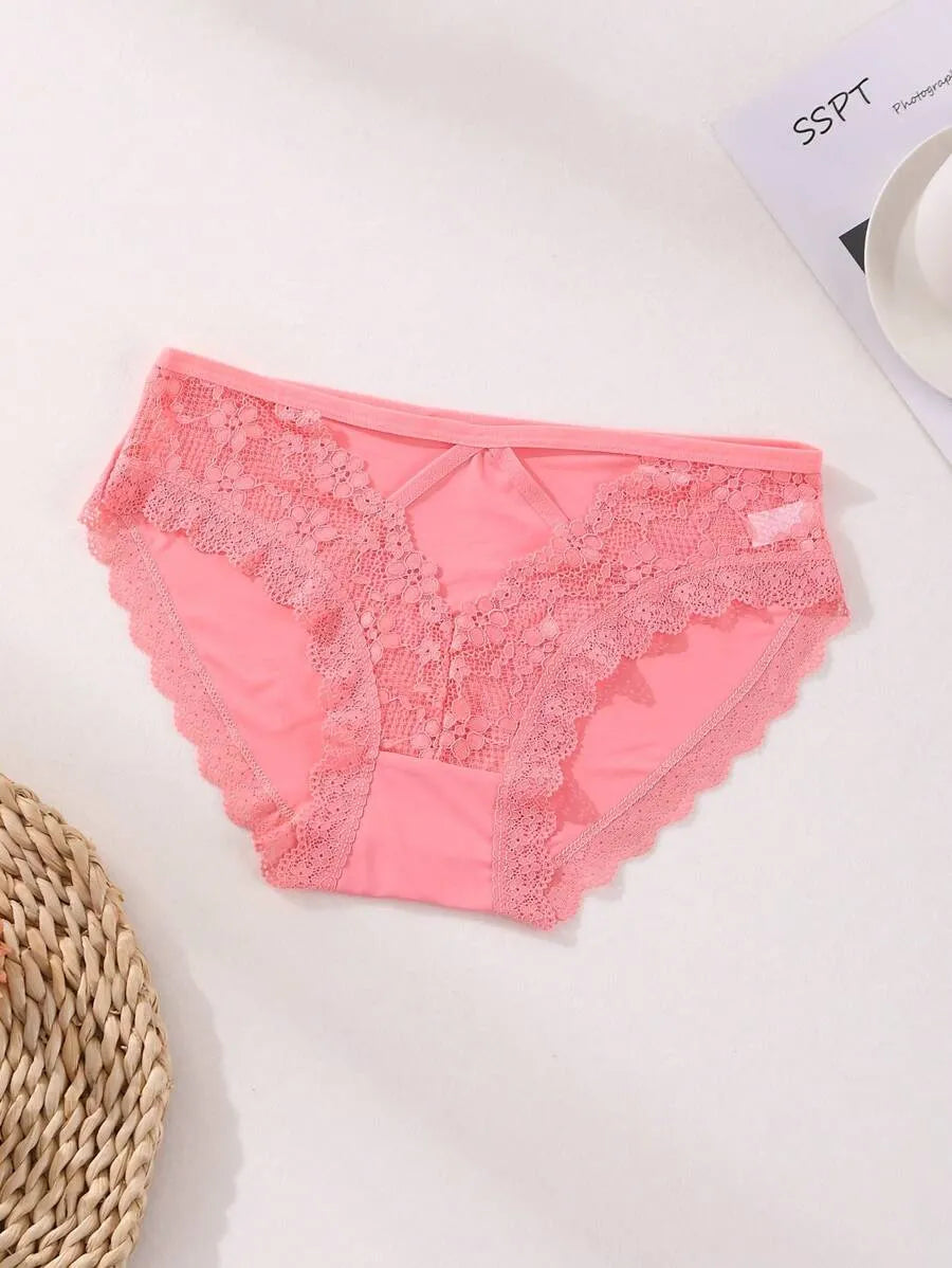 SHEIN سراويل داخلية نسائية من 6 قطع بالدانتيل وخصر منخفض ومتعدد الألوان