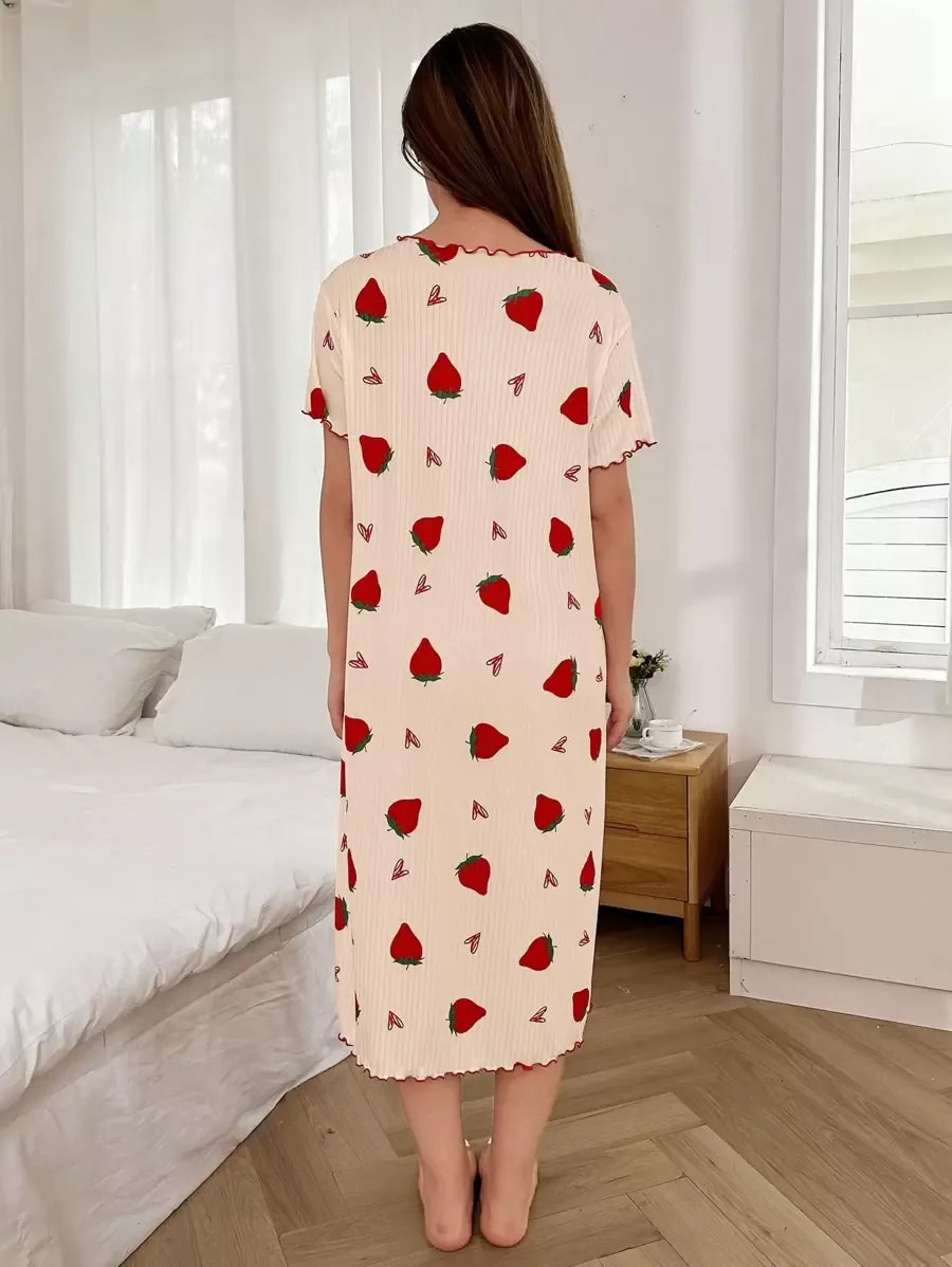SHEIN Softscene فستان نوم بلون متعدد الألوان وأكمام قصيرة وقصة فضفاضة