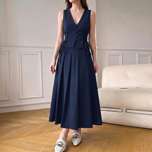 SHEIN MOD توب كروب نسائي برباط جانبي وتصميم متقاطع بلون أزرق بحري