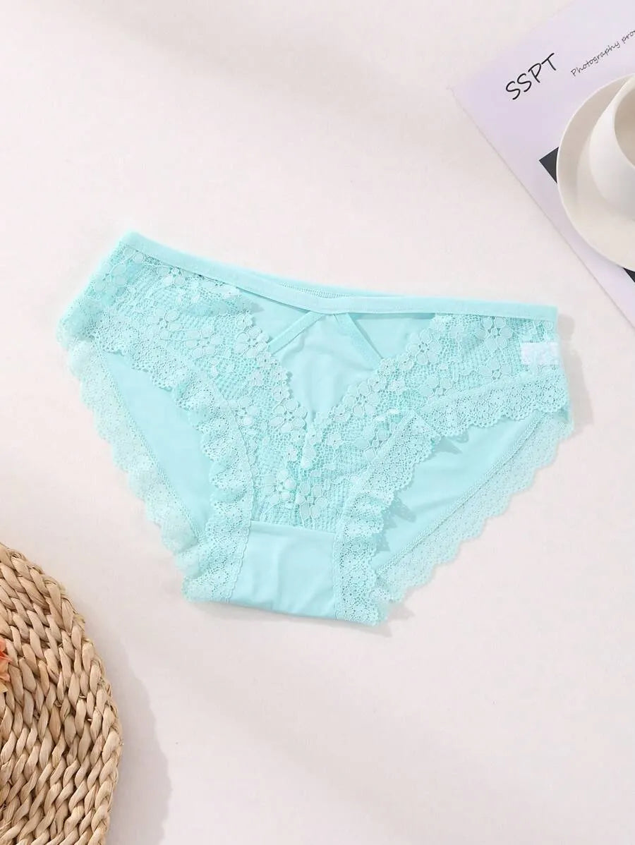 SHEIN سراويل داخلية نسائية من 6 قطع بالدانتيل وخصر منخفض ومتعدد الألوان