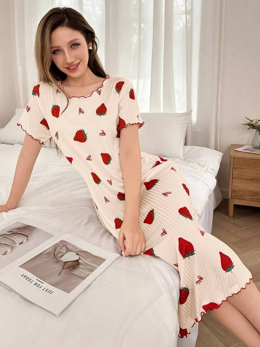SHEIN Softscene فستان نوم بلون متعدد الألوان وأكمام قصيرة وقصة فضفاضة