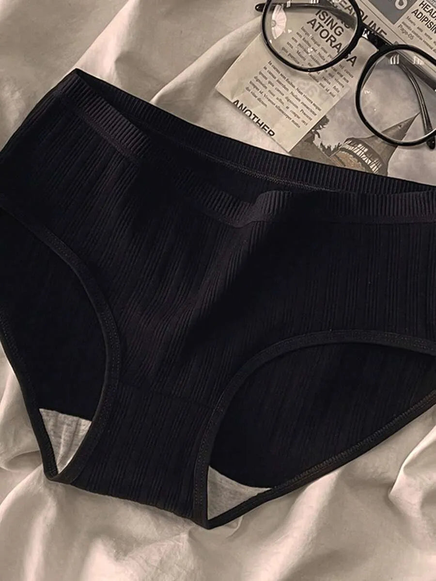 SHEIN سراويل داخلية نسائية من 3 قطع بخصر متوسط بلون عنابي