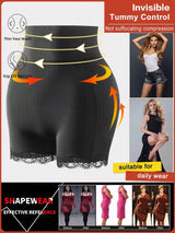 SHEIN شورت داخلي نسائي بدون خياطة بخصر عالٍ ووسائد لرفع المؤخرة والتحكم بالبطن باللون الأسود