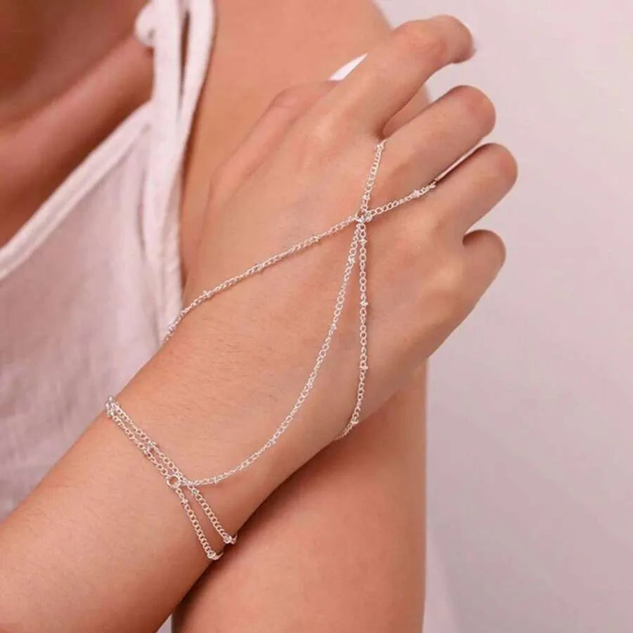 SHEIN خاتم سلسلة يد بسيط للنساء قطعة واحدة