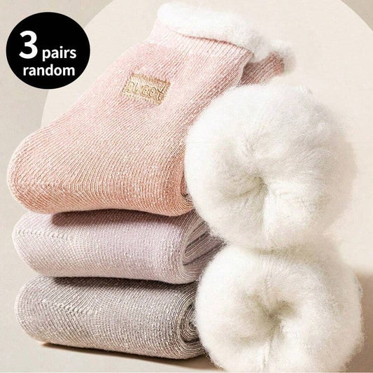 SHEIN 3 أزواج جوارب نسائية دافئة مبطنة حرارياً