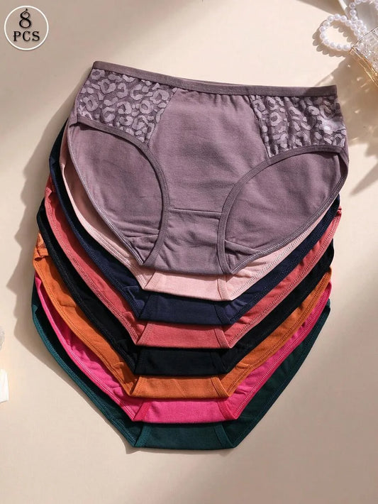 SHEIN سراويل داخلية نسائية من 8 قطع بتطعيمات دانتيل ومتعدد الألوان