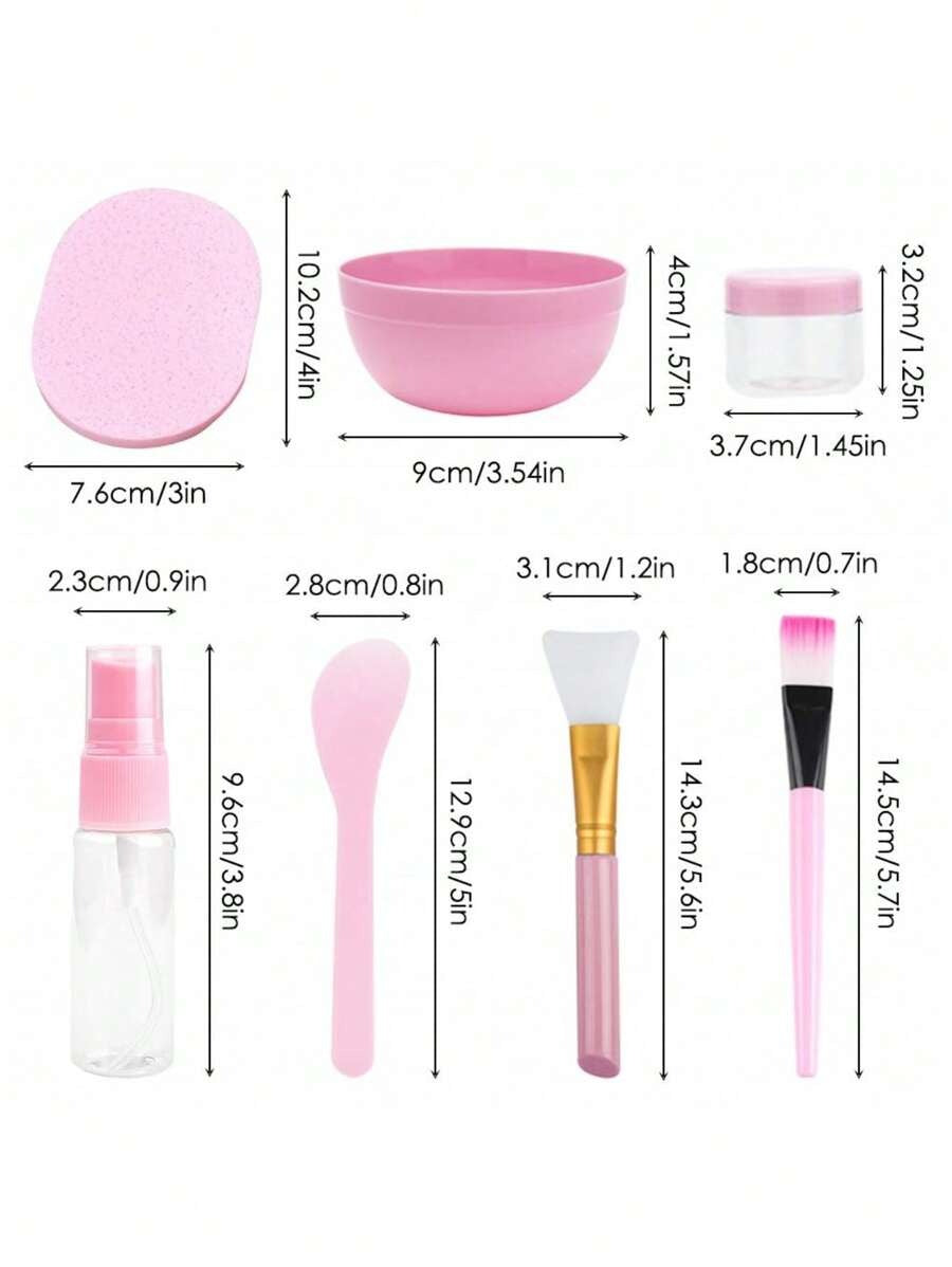 SHEIN مجموعة خلط قناع سيليكون 11 قطعة وردي للوجه والشعر