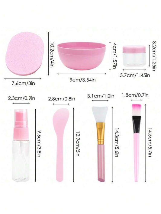 SHEIN مجموعة خلط قناع سيليكون 11 قطعة وردي للوجه والشعر