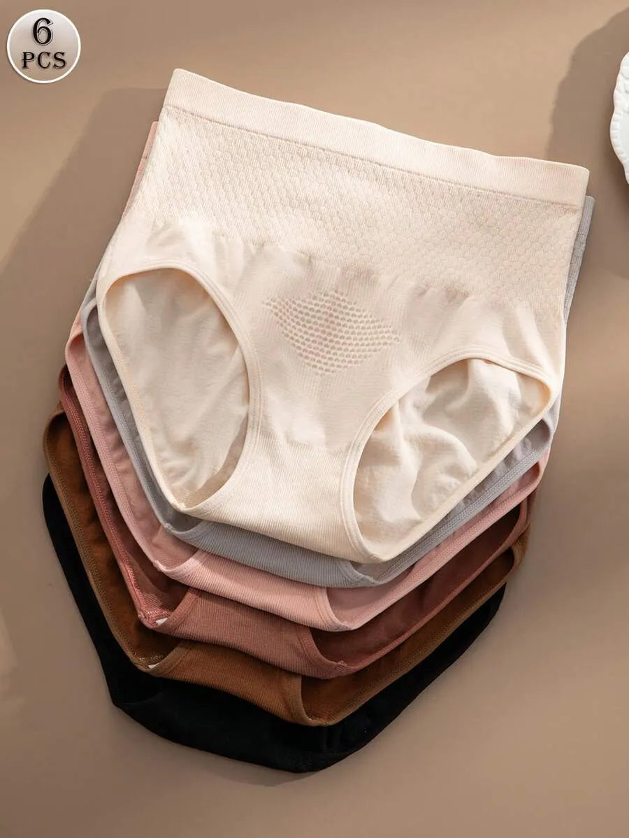 SHEIN Snug Zone طقم 6 قطع سراويل داخلية نسائية متعدد الألوان بخصر مرتفع