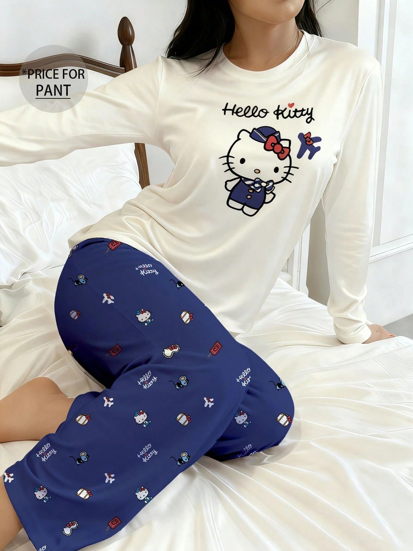 SHEIN Sanrio بنطلون بيجاما نسائي بطبعة هالو كيتي