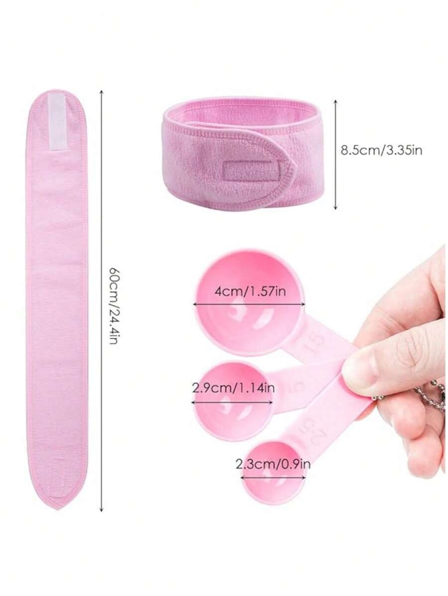 SHEIN مجموعة خلط قناع سيليكون 11 قطعة وردي للوجه والشعر